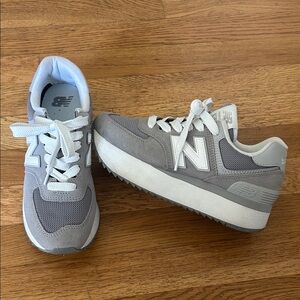 New Balance Light Gray and White Sneakers
